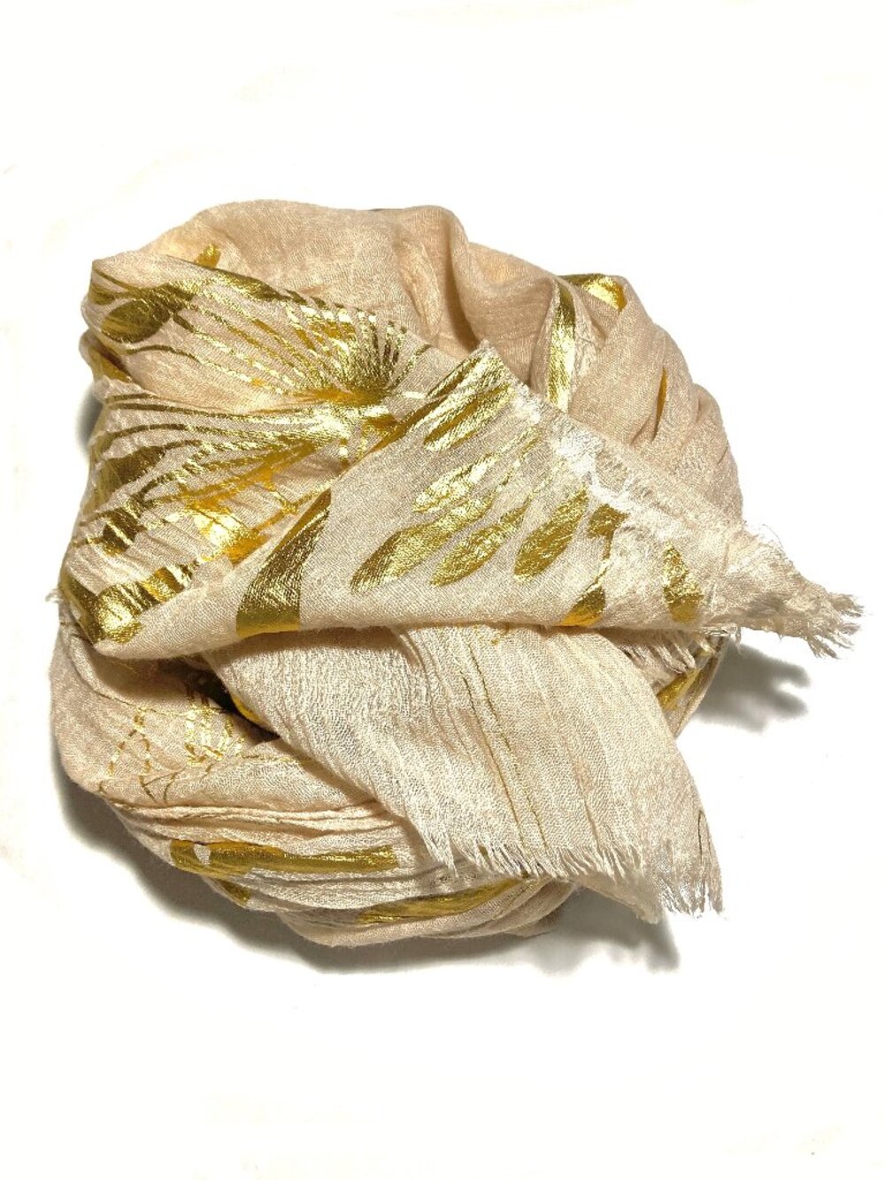 Oatmeal and Gold Lamé Oblong Scarf